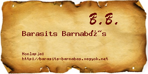 Barasits Barnabás névjegykártya